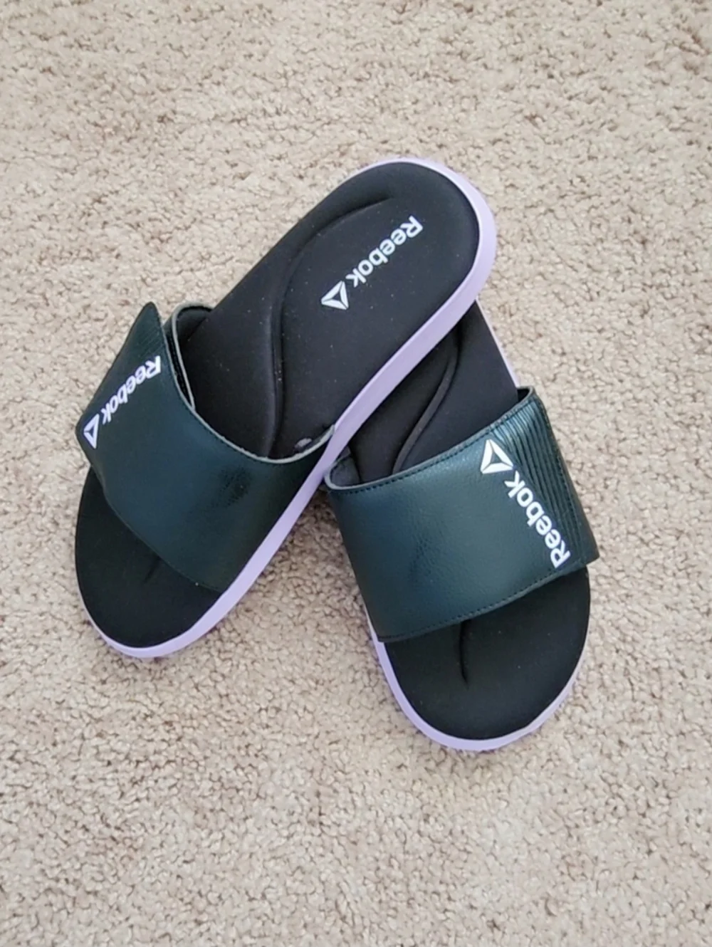 Reebok Women's Black & Light Purple Slide Sandals - Picture 2 of 4